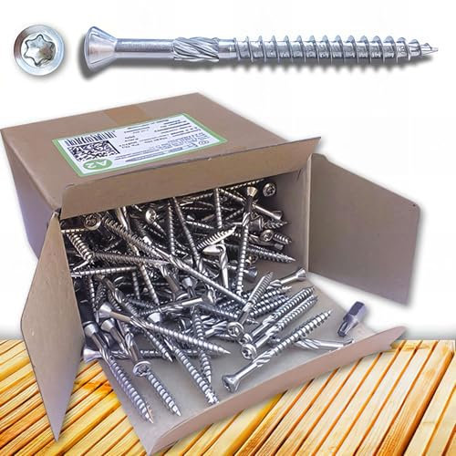 Lot de 200 vis terrasse en INOX A2 à tête réduite crantée - Diamètre de 5 mm - Longueur 70 mm