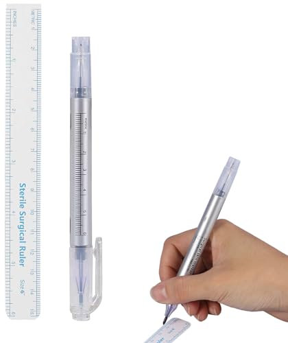 Tattoo Stifte für die Haut,Chirurgische Tätowierung Piercing Haut Marker,Permanent Makeup Marker Mit Lineal,Geruchsarme & schnell Trocknende Tattoo Stifte für die Haut,(03)