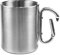 Double Walled Carabiner Camping Mug 300ml Stainless Steel Camping Cup Outdoor Mug Metal Cup with Screwed Carabiner Handle for Travel Hiking Trekking (Silver)