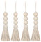 GARNECK 4 Piezas Guirnalda Nórdica de Cuentas de Madera Hecha a Mano con Borlas Adorno Decorativo de Pared Rústico Tejido Colgante de Pared