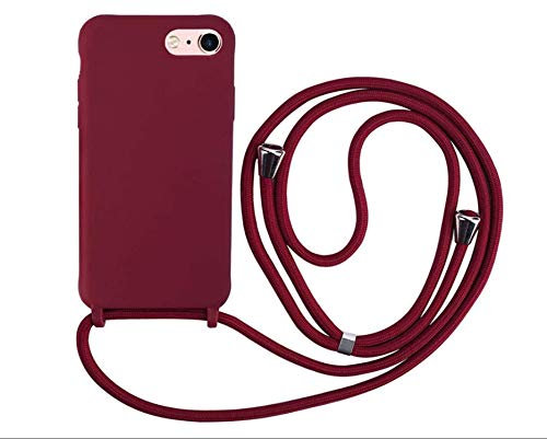 MEVIS Cover Compatible con iPhone 6/6S/7/8 Plus,Cover con Pratico Cordino,con Cordino TPU Corda Silicone Case Bumpe-Rosso