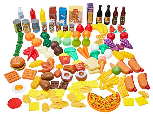 Amazon Basics Pretend Play Food Toy Set for Kids Ages 3 and Up, 150 Pieces, Multicolor