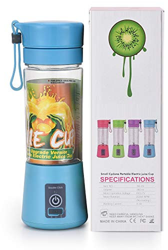 Portable Electric Blender Juicer Fruit Blender Smoothie Maker Milk shaker Baby Food Protien shake USB Rechargeable Travel Gym Camping (Blue)