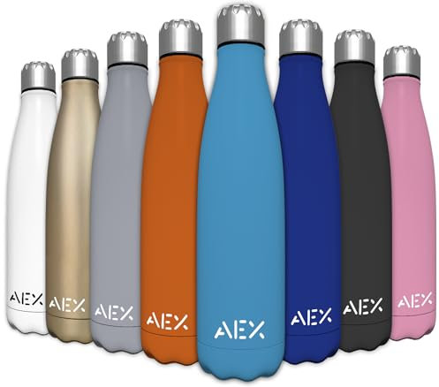 AEX Stainless Steel 1000ml Matt Babyblue Vacuum Flask - Double Walled, Reusable Water Bottle for Hot/Cold Drinks, Office/Sports Use