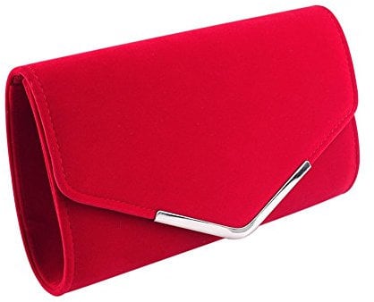 BBjinronjy Clutch Für Hochzeit Kettentasche, Damen handtaschen damen klein,elegant Samt Umschlag Crossbody Klassisch Clutch Tasche Abendtasche Hochzeit (Rot 1)