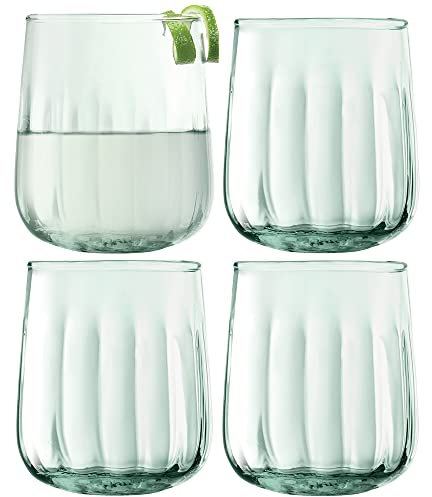 LSA Mia Trinkglas, 410 ml, recycelt, Teil Optik, 4 Stück, recycelte Glaswaren, MZ36