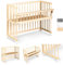 Klups Piccolino Baby Beistellbett ab Geburt bis 9 kg Zustellbett freistehendes Babybett auch für Kleinkinder Höhenverstellung Kiefernholz Gummiräder mit Blockade (Natural)