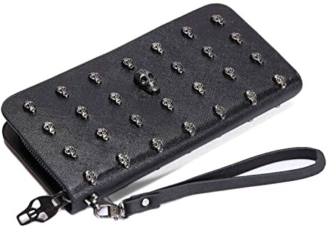 GFM Damen-Geldbörse mit Totenkopf-Nieten, Ss10-schwarz, S, Casual