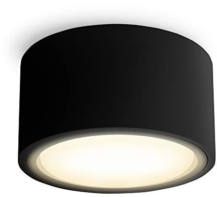 SSC-LUXon CELI-X LED Aufbau Deckenleuchte dimmbar schwarz, flach & rund - inkl. SIGOR LED GX53 Lampe mit 6W Lichtfarbe warmweiß