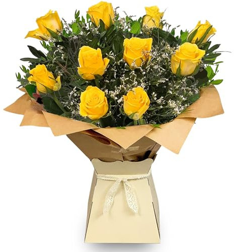 Yellow Rose Bouquet - Beautiful Fresh Yellow Roses Delivered Next Day with Prime - Perfect for Birthdays, Anniversaries, and Thank You Gifts