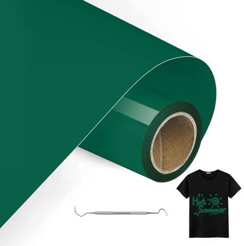 MeYuxg Plotterfolie Textil Grün - 30.5 CM x 6 M Plotterfolie für Textil, Heat Transfer Vinyl für Cricut & Cameo - Einfach zu Schneiden & Entgittern für Flexfolie Plotter Textil Design (Grün)