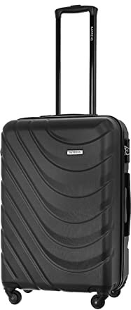 BARRENS Mittel Koffer Hartschalen-Koffer Rollkoffer Reisekoffer, Mittelgroßer Trolley mit 360° Rollen, Koffer mit Zahlenschloss Teleskopgriff, 63L Reisekoffer für Geschäft, 66x46x26 cm (Schwarz)