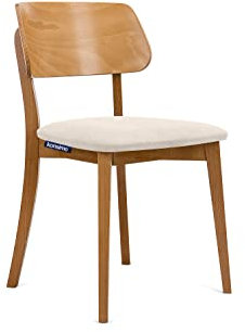 Konsimo Vinis Esszimmerstühle - Modern Holzstuhl 80,5x45x47cm - Küchenstühle - Stuhl Esszimmer, Küche, Wohnzimmer - Universal Esstisch Stühle mit Weicher Polsterung - Creme/Eiche Hell
