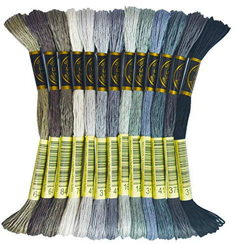 LE PAON 13SKEINS Sticktwist – Kreuzstichfäden – Freundschaftsarmbänder – Zahnseide – Basteltwist – Bibergrauer Farbverlauf