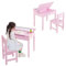 LIFEZEAL Set Scrivania e Sedia per Bambini 3-12 Anni, Gambe in Legno di Pino, con Rotolo di Carta da Disegno, 1 Cassetto, Piano Inclinabile, Sedia Ergonomica, Studio, Dipinta, per Cameretta, Rosa
