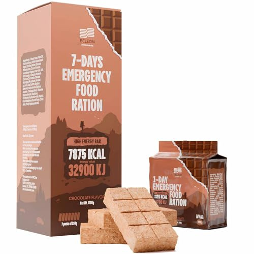Beleon Goods For Life Notfall-lebensmittelversorgung 7 Tage Schokoladenkeksriegel MRE Mahlzeiten Militär 2024 Survival Kit - 20 Jahre Haltbarkeit Camping Wandern Zubehör