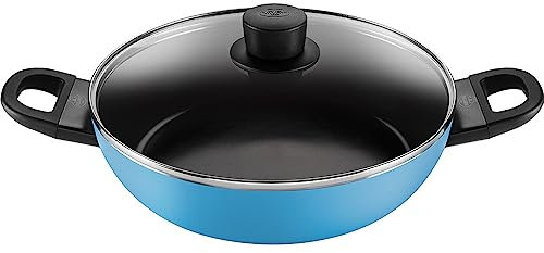 Ballarini Tegame a due maniglie con coperchio, 28 cm | blu | alluminio | rotonda