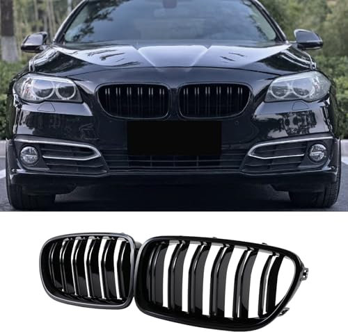 Hengjiayao F10 F11 Kidney Black Front Kidney F10 Radiator Grille for BMW 5 Series F10 F11 M5 2010-2017 F10 Grill Black Glossy Double Slats Grill Front Double Ribs Grill Left Right