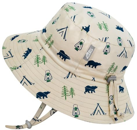 Jan & Jul Baby Fischerhut für Jungen, UV-Schutz UPF 50+ Sonnenhut (Bear Camp, 0-6 Monate)