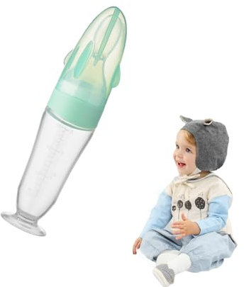 Alimentador de comida para bebés, Cuchara de alimentación para bebés - Alimentador de bebé con cuchara y biberón de silicona,Comedero para recién nacidos con ventosas, cuchara de complemento Kasmole