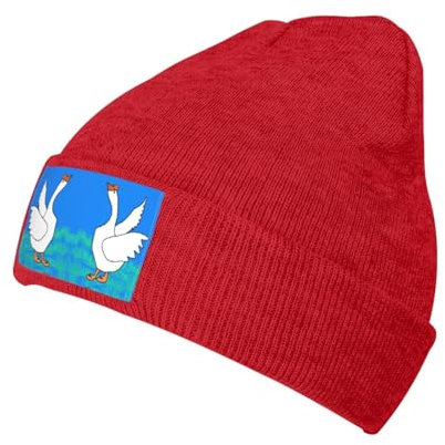 FInpan White Goose Spread Its Wings Winter Wollmütze Herren Damen Strickmütze gefüttert mit weicher hautfreundlicher warmer Mütze schwarz, rot, One size