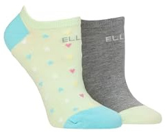 ELLE Ladies No Show Socks -Plain Patterned and Striped Soft Breathable Bamboo Material in a Multipack of 2 Size 4-8 (UK, Numeric, 4, 8, Regular, Regular, Keylime Pie Patterned)