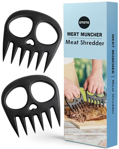 OTOTO New Meat Muncher Meat Claws - Meat Shredder Claws, BBQ Accessories, Grilling Gifts for Men, Halloween Goth Accessories, Spooky Skull Shredder for Goth Kitchen, Heat Resistant Claws (Black)