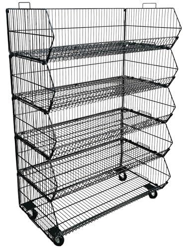 Black Heavy Duty 5 Tier Stackable Display Baskets for Retail Shop Supermarket - 100cm