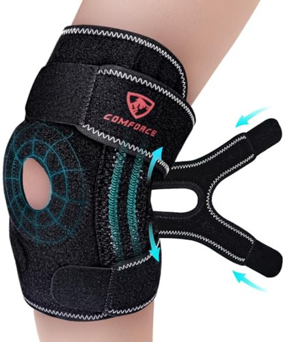 COMFORCE Kniebandage Männer Damen, Kniestütze mit Open Patella Gel Pad – Atmungsaktive & rutschfeste Kompressionsbandage für Sport & Erholung von Meniskusrissen und Knieverletzungen