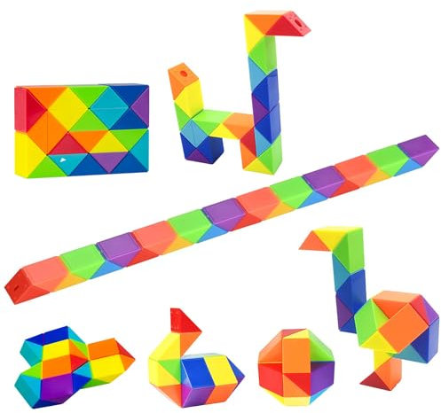 Moguri 6 Stück Magic Snake, Magische Schlange mit 24 Blöcken pro Snake, Mitgebsel Kindergeburtstag, Schultüte Füllung Geschenke, Knobelspiele für Kinder und Erwachsene