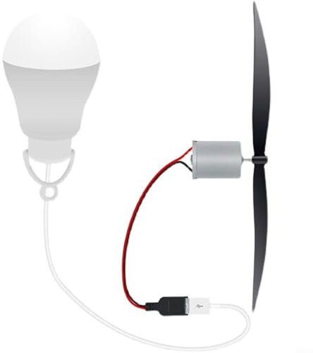 HEIBTENY Generador de energía eólica, minigenerador de energía eólica, modelo de instrucción, microgenerador + hélice de viento + bombilla USB