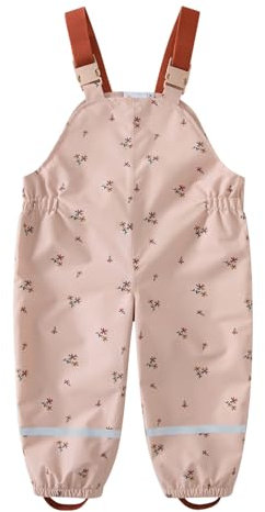 SEVEN BB Kids Waterproof Trousers Boys Mud Rain Trousers Girls Puddle Pants Baby Waterproof Dungarees Rain Bib Pants Pink 12 Months