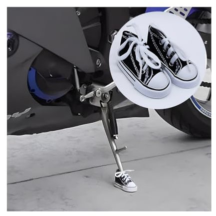 CGEAMDY Personalisierte Motorrad-Fußstütze, Kleine Schuhe Motorrad Seitenständer, Motorradständer Seitenstativ Segeltuchschuhe Dekoration, Motorrads Fahrrad Fußstütze Kleine Schuhe(Schwarz)