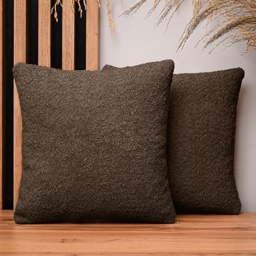 2er Set Kissenbezug 35x35 cm Schokolade rechteck - aus Chenille-Stoff, mit Reißverschluss - dekorative Kissenbezüge für Kissen 35x35 für Sofa, Deko Schlafzimmer, Deko Wohnzimmer