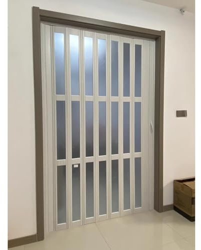 CHZDPP Teleskop-Falttüren 80 Zoll große Falttür mit Griffen, Raumteiler Tor für Bad Küche Schlafzimmer Schrank, Innen Akkordeon Tür für kleine Räume(Style A,73x80in(185.4x203.2cm))