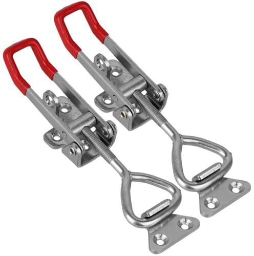 Leliafleury 2PCS Adjustable Toggle Clamp Stainless Steel Tension Clasp Toggle Clamp Latch with Lock Hole for Toolbox Cabinet Drawer, 122mm Length