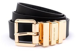 Michael Kors Damen 1 Inch Reversible Belt Gürtel, Schwarz/Gold, S