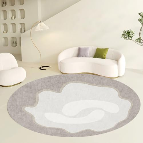 DATOPER runder Teppich, Kurzflorteppich, dekorativer Teppich, Teppich im abstrakten Stil, Wohnzimmer, Schlafzimmer, Arbeitszimmer, etc Hellbraun,80cm