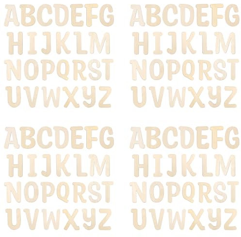 KEILEOHO 104 Stück Holzbuchstaben 10 cm, 2mm Dick Buchstaben Holz zum Basteln und Bemalen für Deko, DIY Handwerk, 26 Buchstaben