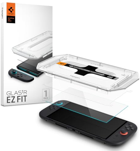 Spigen Glas.tR EZ Fit Protector Pantalla para Nintendo Switch 2, 2 Unidades, Instalación Fácil, Dureza 9H, Alta-Definición