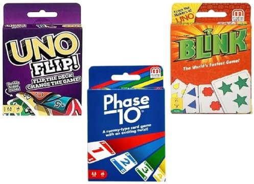 Mattel Flip, Blink und Phase 10 Kartenspiel, Combo 3er Pack