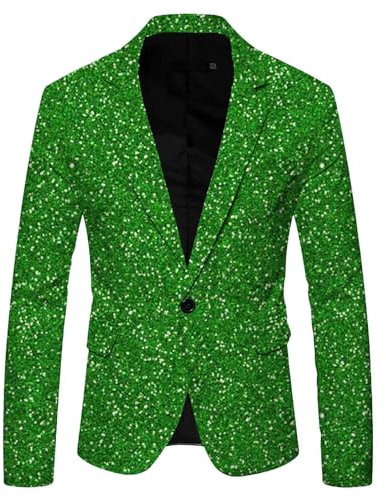 Pailletten Blazer, Karneval Kostüm Herren, Glitzer Sakko Herren Party Pailletten Blazer Herren Weihnachten Silvester Party Glänzende Pailletten Sakko Glitzer Jacket Anzugjacke Smoking Herren Jacke