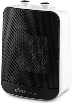 Ufesa Hadar Calefactor Cerámico Vertical de 2000W, Termostato Regulable, Interruptor Antivuelco, Protección de Sobrecalentamiento, Asa de Transporte
