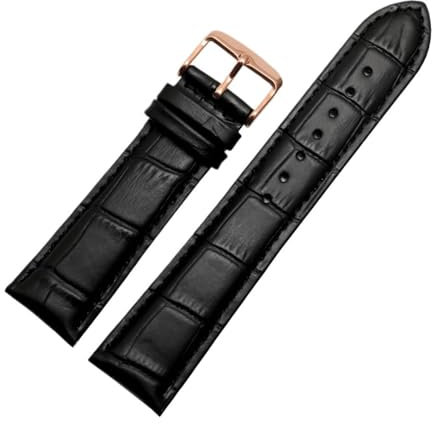 GNUFOPI Uhrenarmband kompatibel mit Herren und Damen, kompatibel mit Armani AR1945 1946 AR2500 2502 1981 Rindsleder-Uhrenarmband 14 18 20 22 mm Armband(Black-Rosegold,18mm)