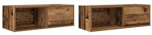 vidaXL Muebles de TV 2 uds 80x31x25,5 cm Madera ingeniería Envejecida, Banco de TV, Mueble de Alta fidelidad, Centro de Entretenimiento