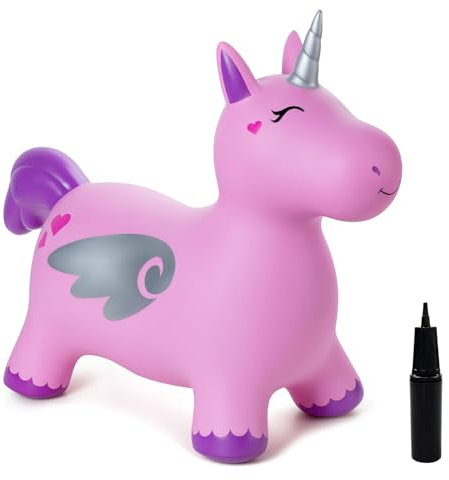 U&C Planet Hüpftier, Einhorn Hüpfpferd Animal Hopper,100kg Tragfähigkeit, Animal Hopper Springpferd für Kinder 1-6 Jahre, Geschenk für Geburtstag & Weihnachten, Indoor & Outdoor