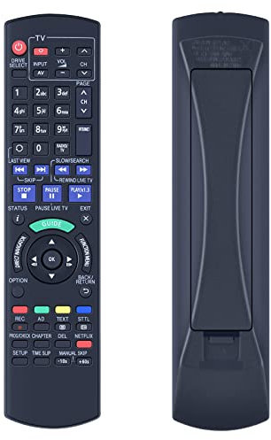 CLVIZCXOM N2QAYB000780 Remote Control Replacement for Panasonic Remote Control Fit for Panasonic HDD Box Recorder TV DVD Recorder DMR-HWT230EB DMR-HWT130EB DMR-PWT635 - No Setup Required
