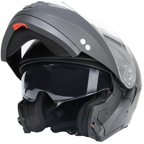 Zorax ZOR-839 Matt Black XL (61-62cm) Flip Up Double Visor Helmet Motorcycle Motorbike Helmet Road Legal ECE2206