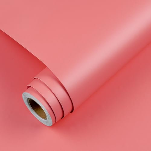 YENHOME Papier Peint Autocollant Mural Uni-Colore Mat Rose 40x300cm Papier Adhésif Rose pour Chambre des Filles Film Adhesif pour Meuble Vinyle Rouleau Décoratif Armoires Placard Chambre d'Enfant