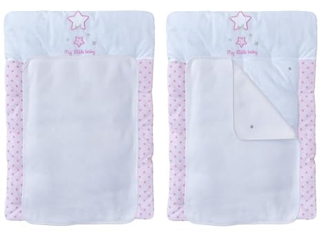 Baby Delux Wickelauflage Wickelunterlage 50x70 cm weiche Wickeltischauflage mit Frotteauflage Baumwolle wasserdicht waschbar (Magic Stars rosa)